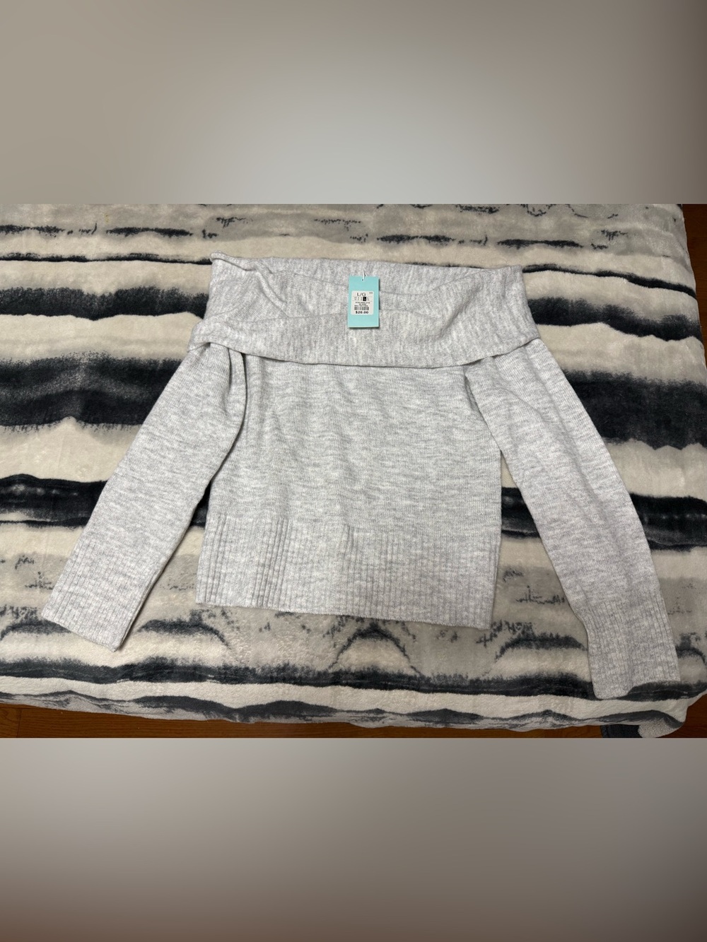 Urban Planet Light Gray Off-Shoulder Knit Sweater
